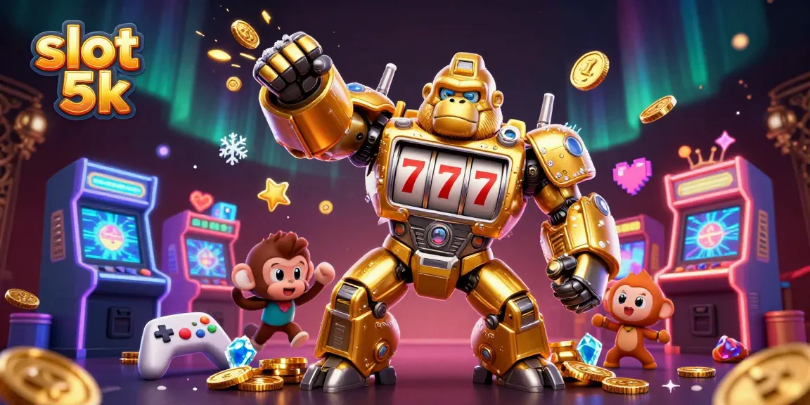 Spin and win big with slot 5k in this vibrant 3D casino scene featuring action-packed slot machines.
