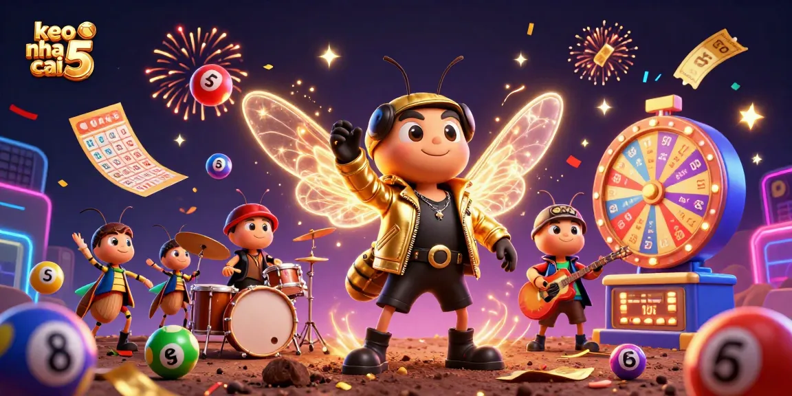 Engage with exciting action and winnings at keo nha cai 5, featuring vibrant lottery elements and dynamic characters.