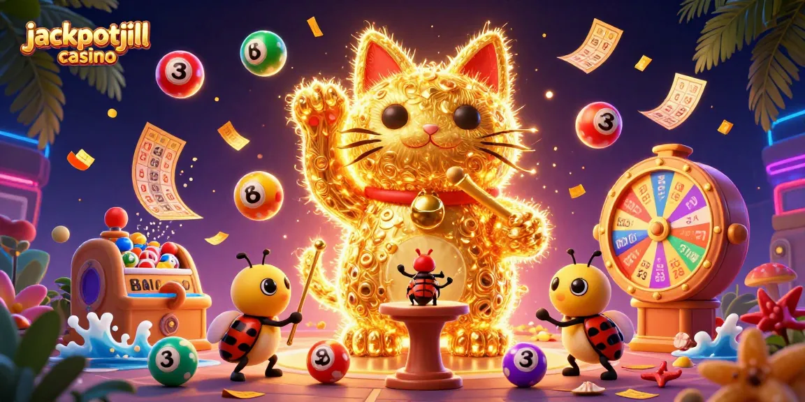 Experience the jackpotjill casino magic with golden fireflies and dynamic lottery elements.