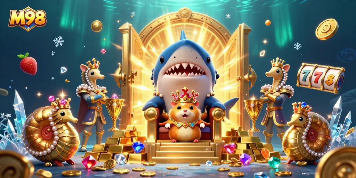 Experience M98's thrilling slot games with this vibrant underwater casino scene.